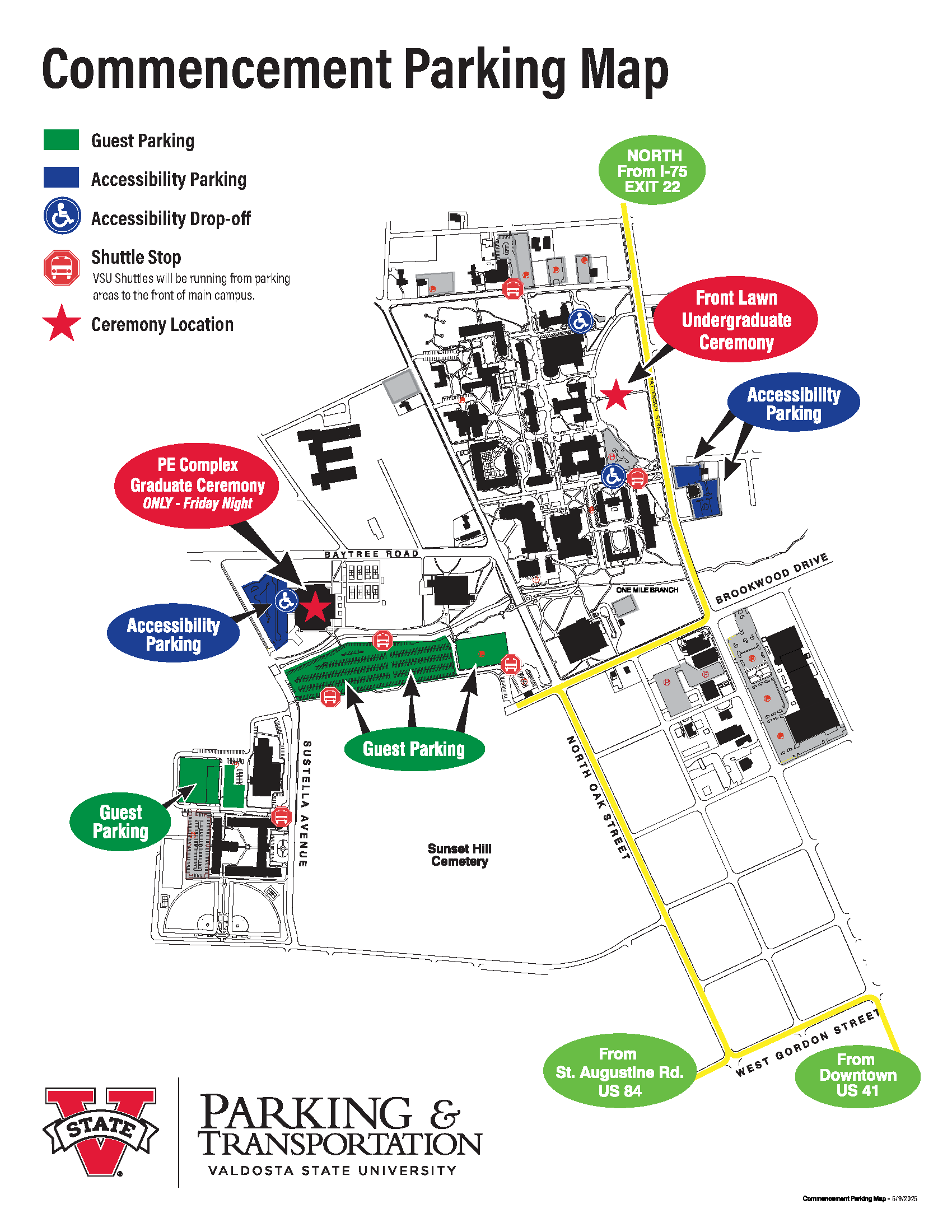 2025 Commencement Parking Map